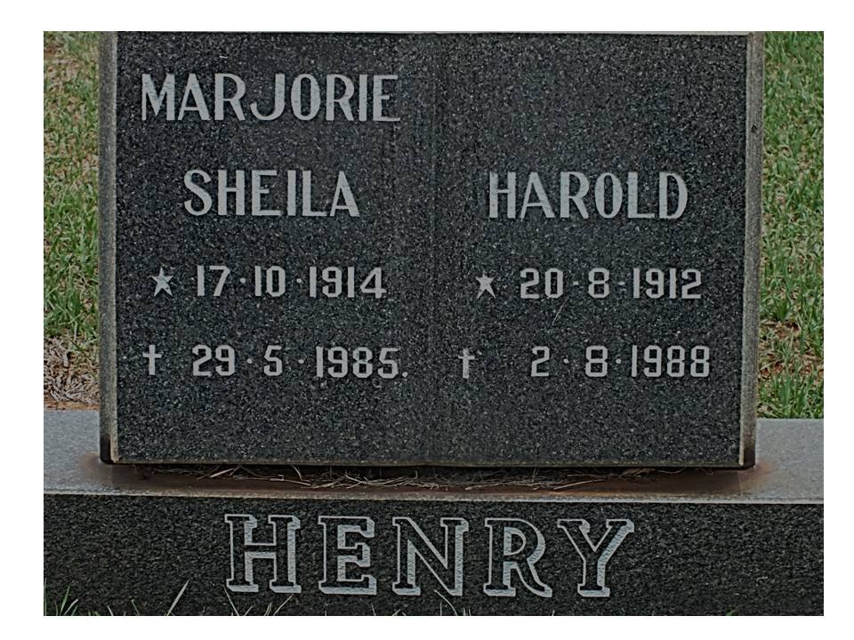 HENRY Harold 1912-1988 &amp; Marjorie Sheila 1914-1985