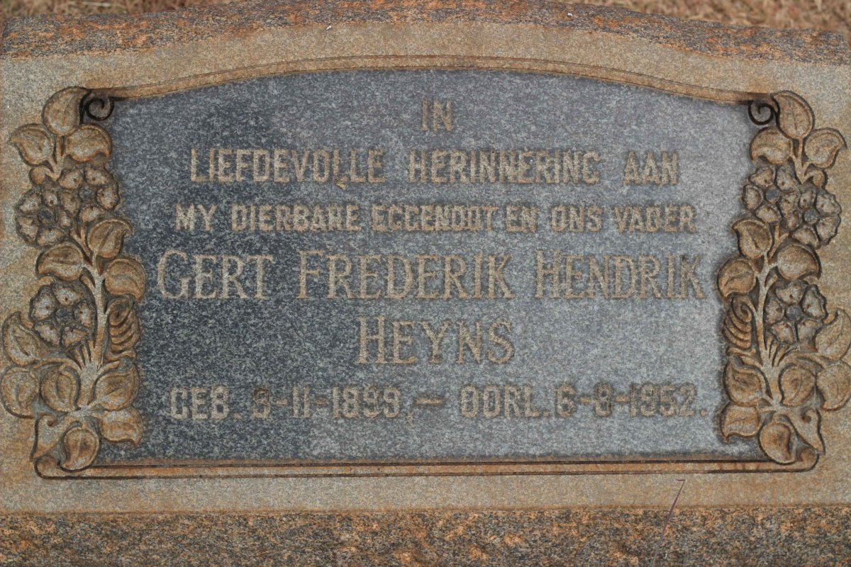 HEYNS Gert Frederik Hendrik 1899-1952