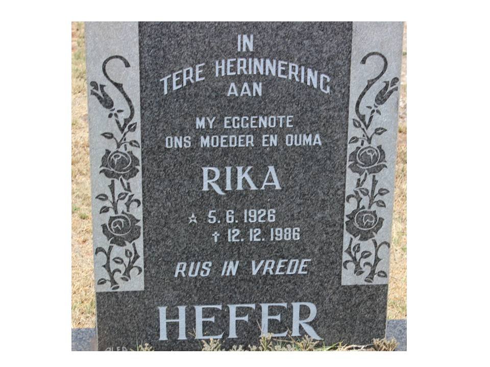 HEFER Rika 1926-1986
