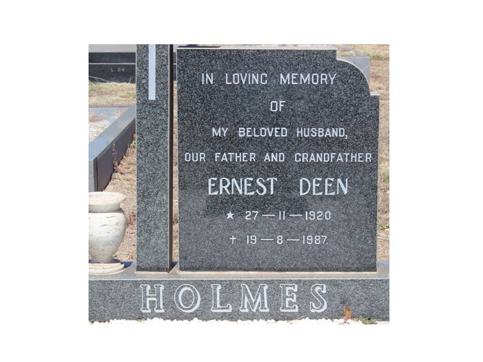 HOLMES Ernest Deen 1920-1987