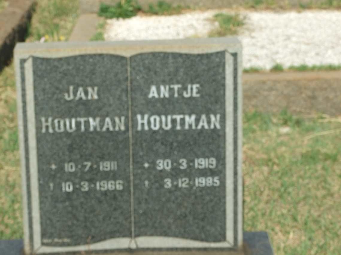 HOUTMAN Jan 1911-1966 &amp; Antje 1919-1985