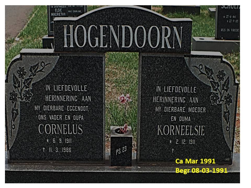 HOGENDOORN Cornelus 1911-1986 &amp; Korneelsie 1911-1991