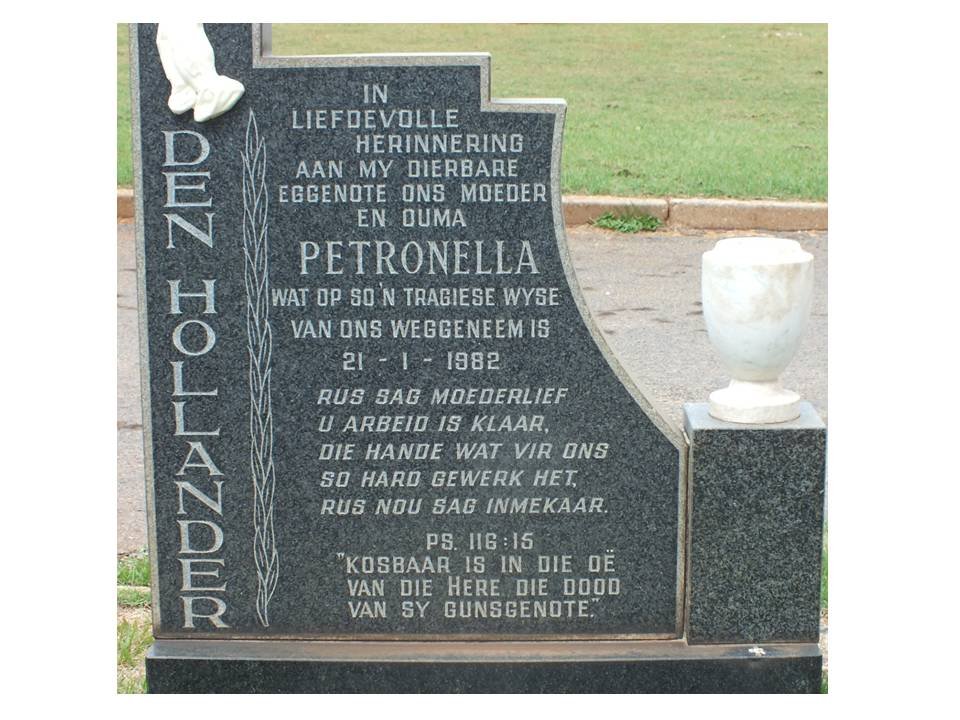 HOLLANDER Petronella, den -1982