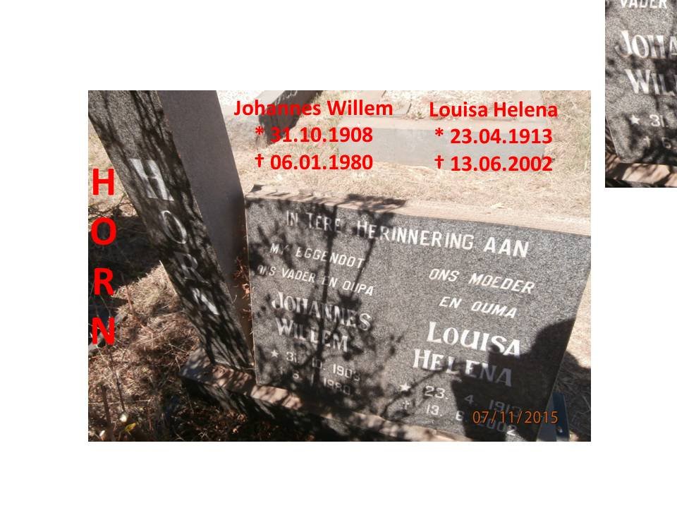 HORN Johannes Willem 1908-1980 &amp; Louisa Helena 1913-2002