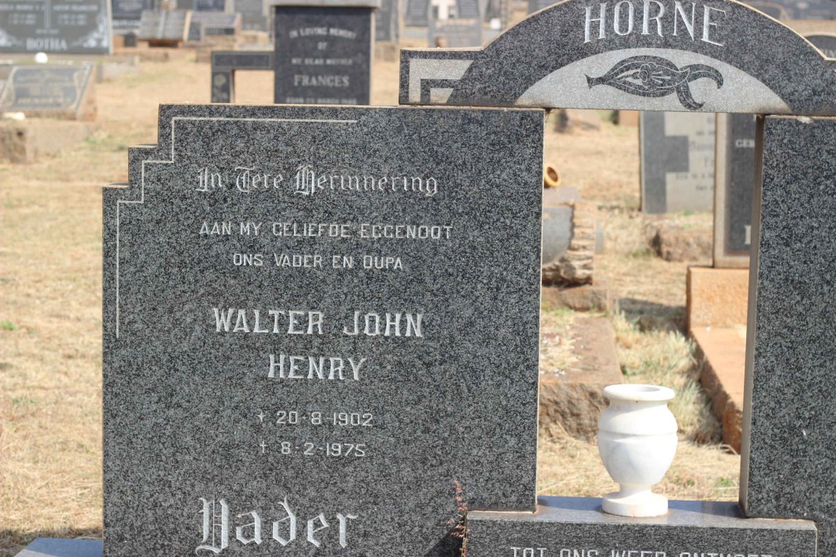 HORNE Walter John Henry 1902-1975