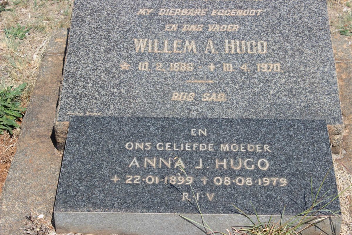 HUGO Willem A. 1886-1970 &amp; Anna J. 1899-1979