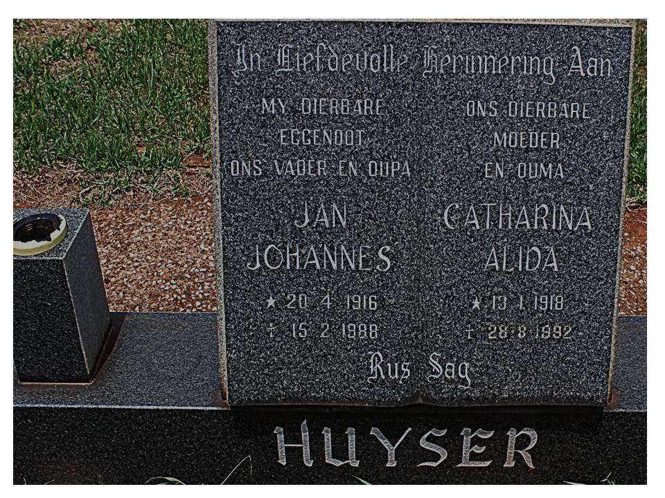 HUYSER Jan Johannes 1916-1988 &amp; Catharina Alida 1918-1992