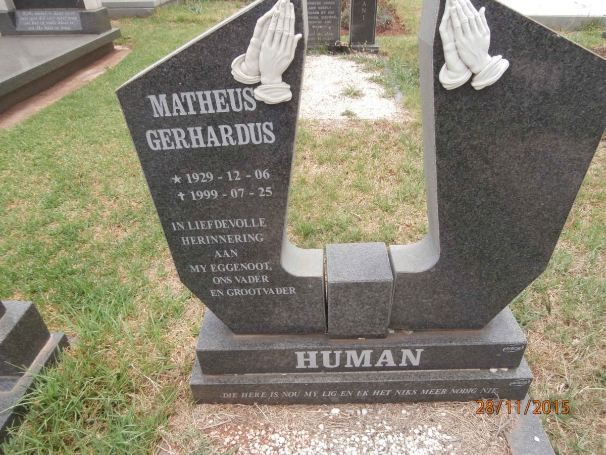 HUMAN Matheus Gerhardus 1929-1999