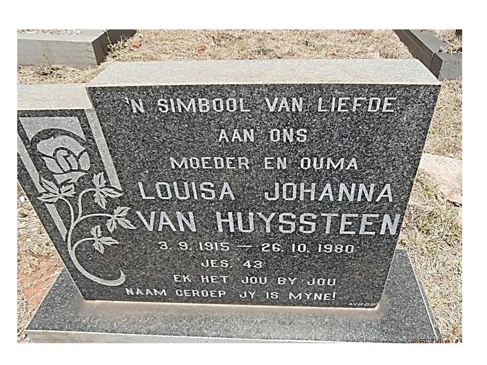 HUYSSTEEN Louisa Johanna, van 1915-1980