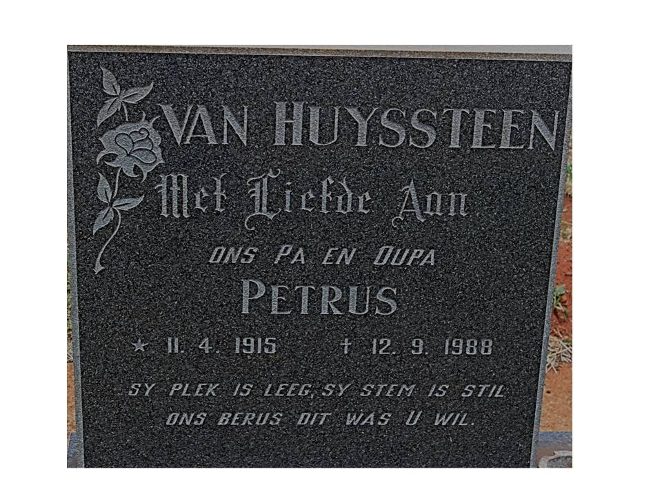 HUYSSTEEN Petrus, van 1915-1988