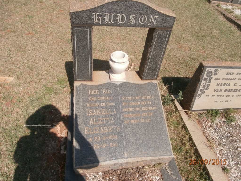 HUDSON Isabella Aletta Elizabeth 188?-19??