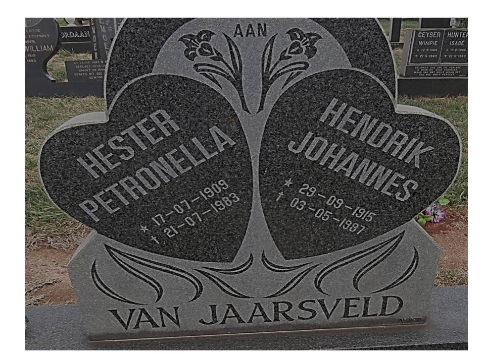 JAARSVELD Hendrik Johannes, van 1915-1987 &amp; Hester Petronella 1909-1983