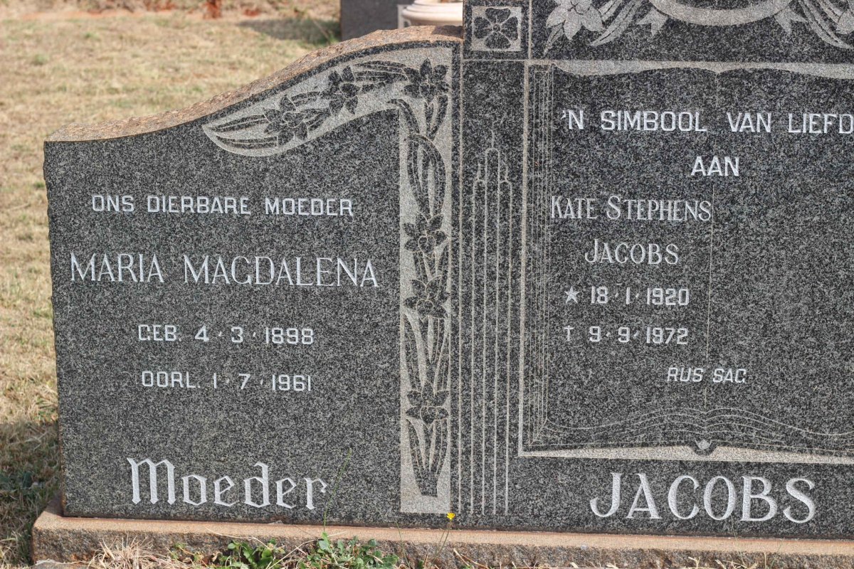 JACOBS Maria Magdalena 1898-1961 :: JACOBS Kate Stephens 1920-1972