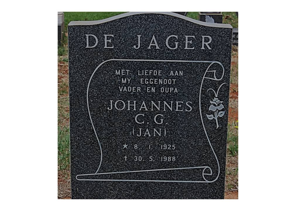 JAGER Johannes C.G., de 1925-1988