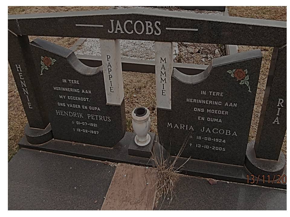 JACOBS Hendrik Petrus 1921-1997 &amp; Maria Jacoba 1924-2005