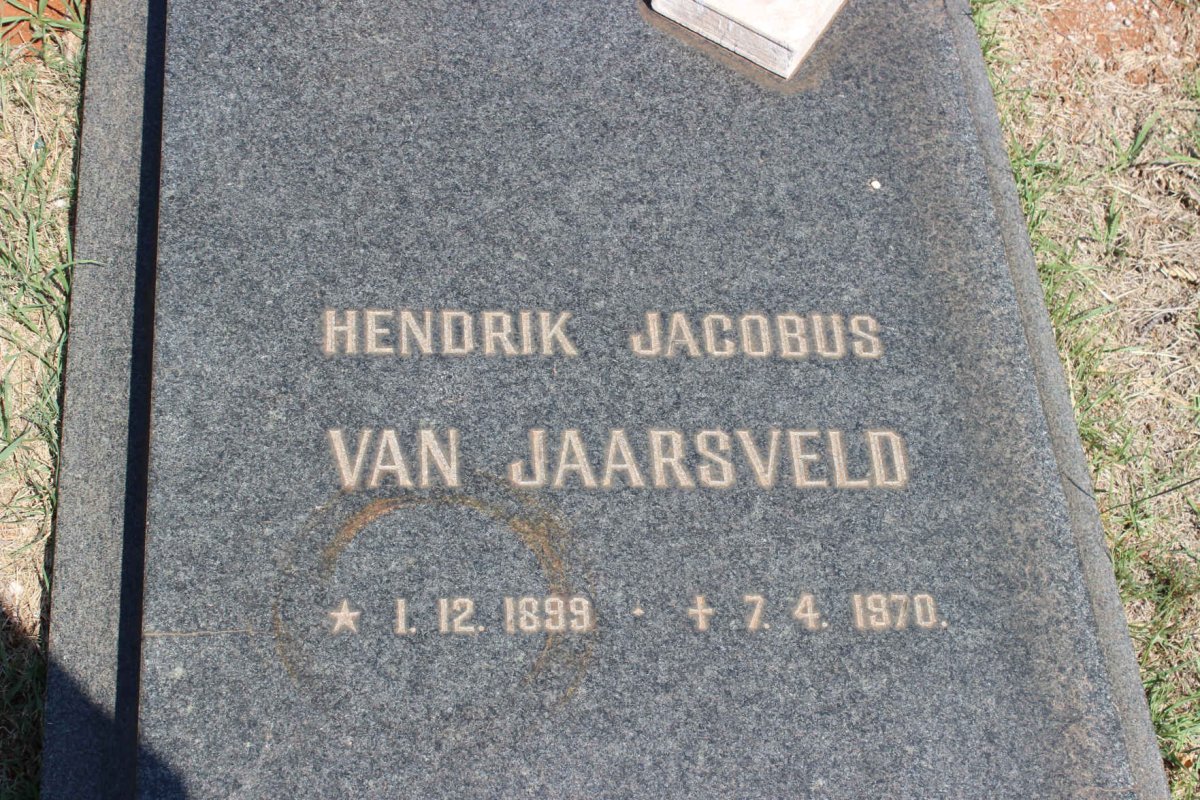 JAARSVELD Hendrik Jacobus, van 1899-1970
