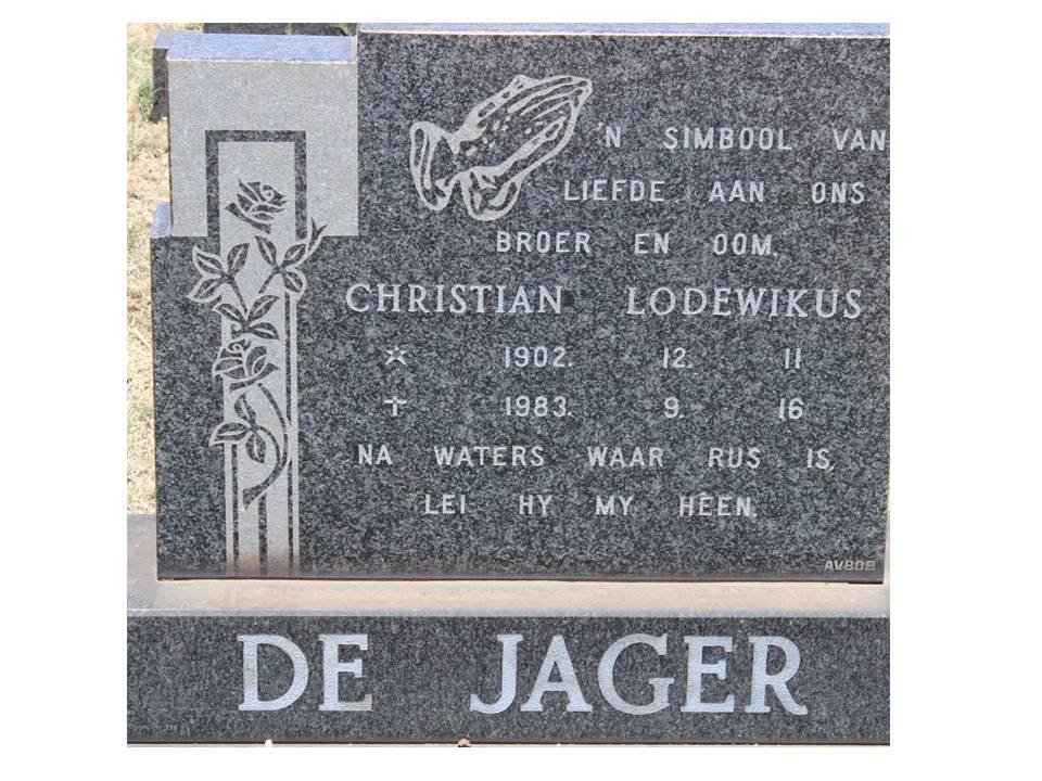 JAGER Christian Lodewikus, de 1902-1983