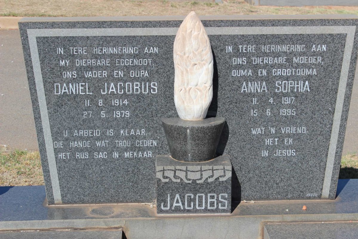 JACOBS Daniel Jacobus 1914-1979 &amp; Anna Sophia 1917-1995
