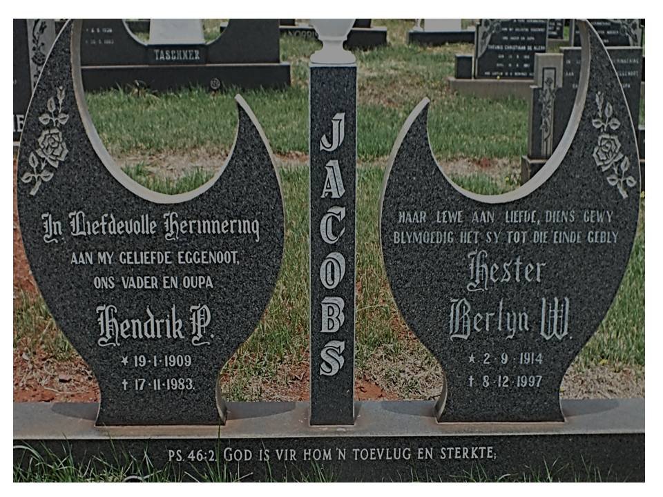 JACOBS Hendrik P. 1909-1983 &amp; Hester Berlyn W. 1914-1997