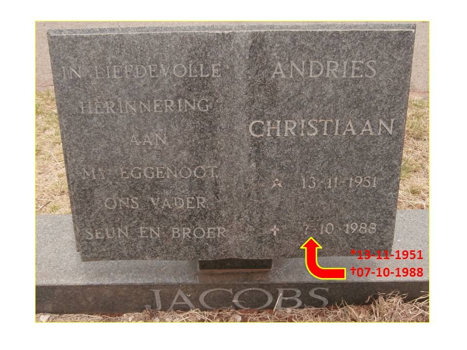 JACOBS Andries Christiaan 1951-1988