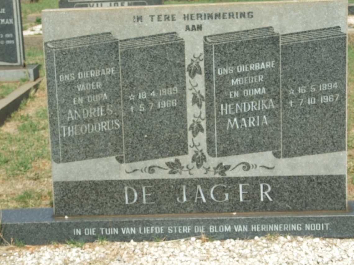 JAGER Andries Theodorus, de 1889-1966 &amp; Hendrika Maria 1894-1967