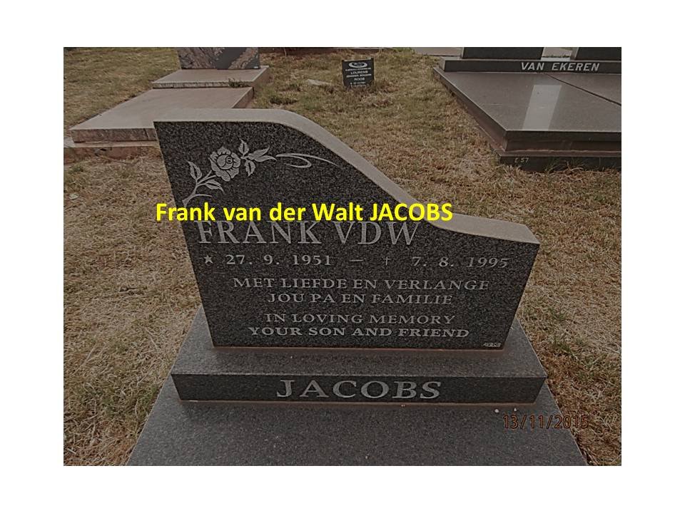 JACOBS Frank van der Walt 1951-1995