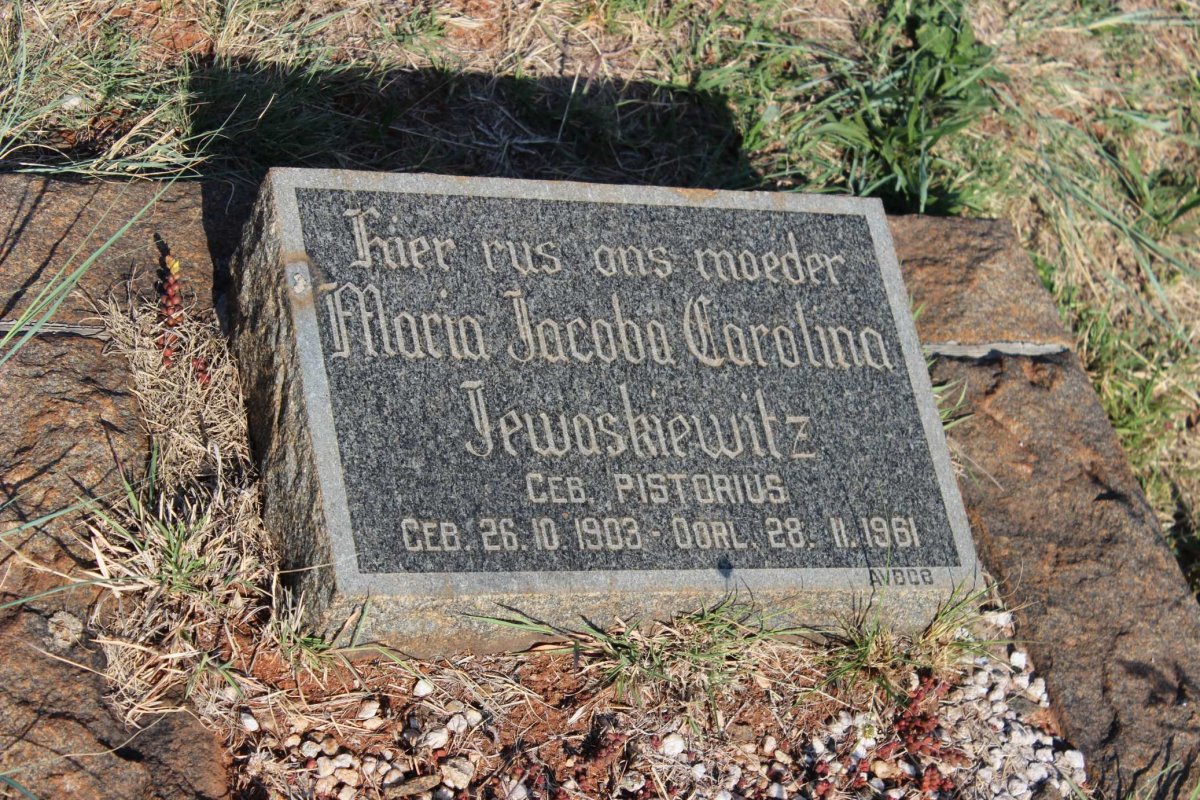 JEWASKIEWITZ Maria Jacoba Carolina nee PISTORIUS 1903-1961