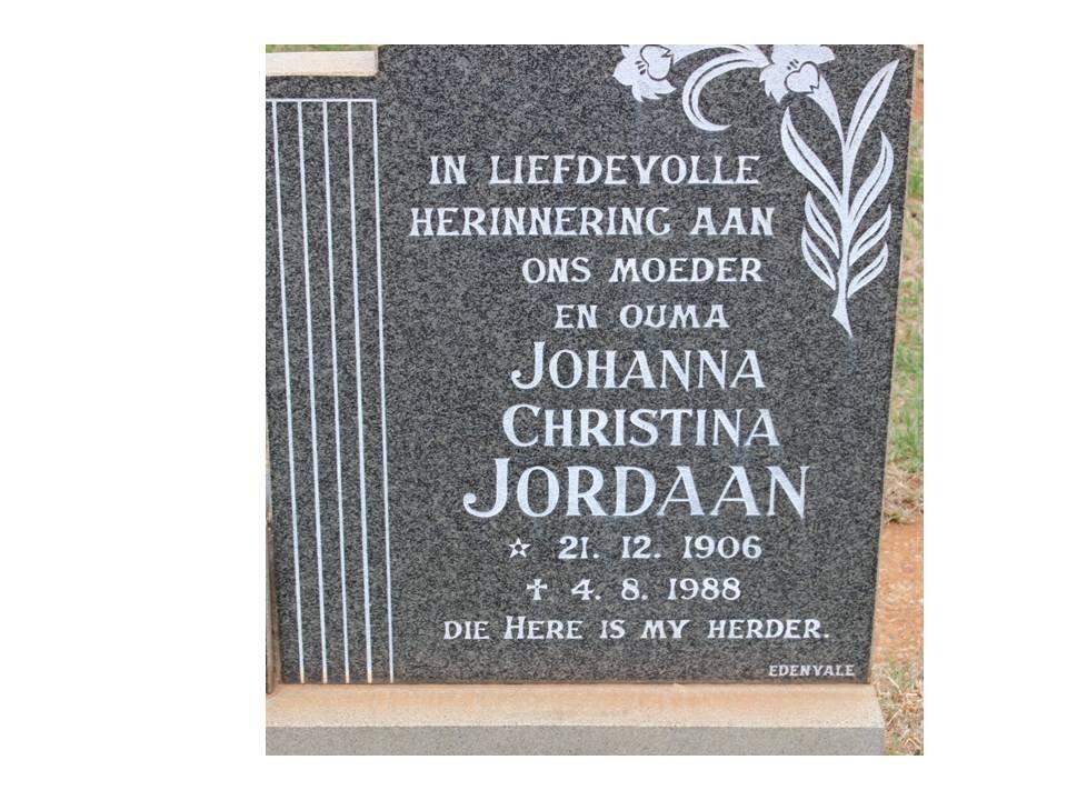 JORDAAN Johanna Christina 1906-1988