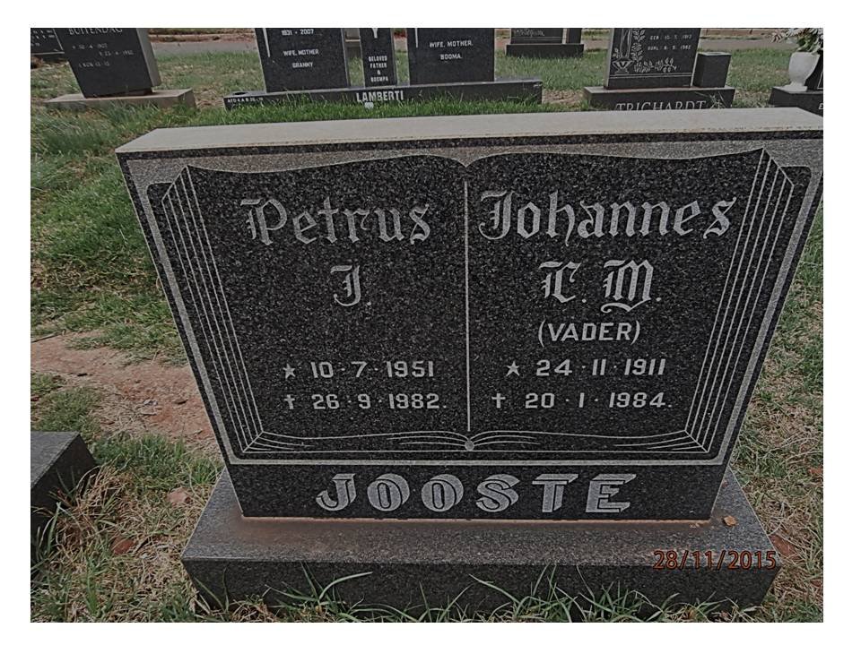 JOOSTE Johannes C.M. 1911-1984 :: JOOSTE Petrus J. 1951-1982