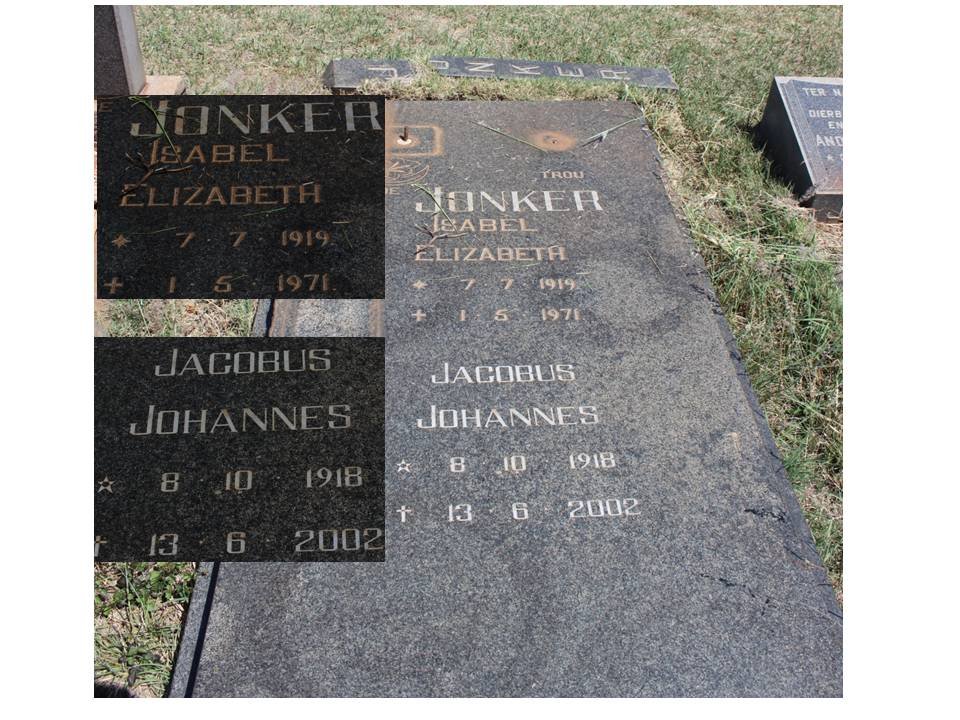 JONKER Jacobus Johannes 1918-2002 &amp; Isabel Elizabeth 1919-1971