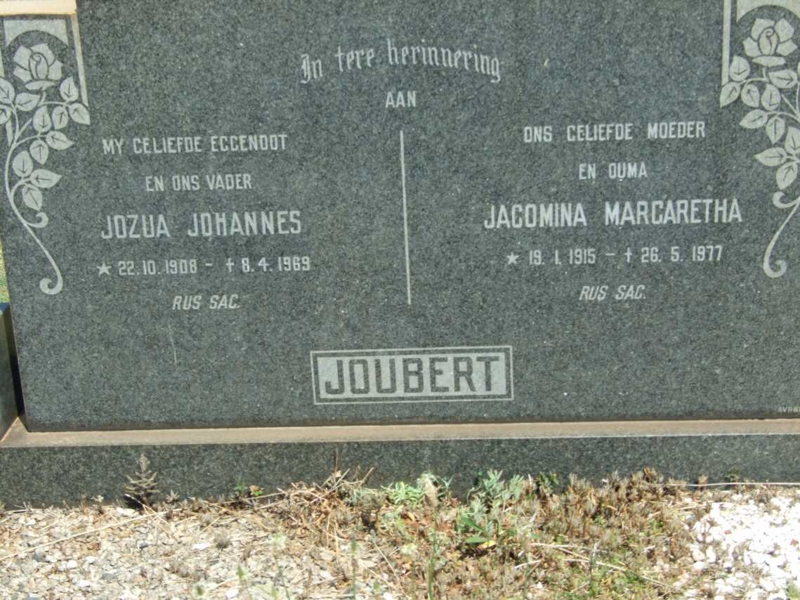 JOUBERT Jozua Johannes 1908-1969 &amp; Jacomina Margaretha 1915-1977