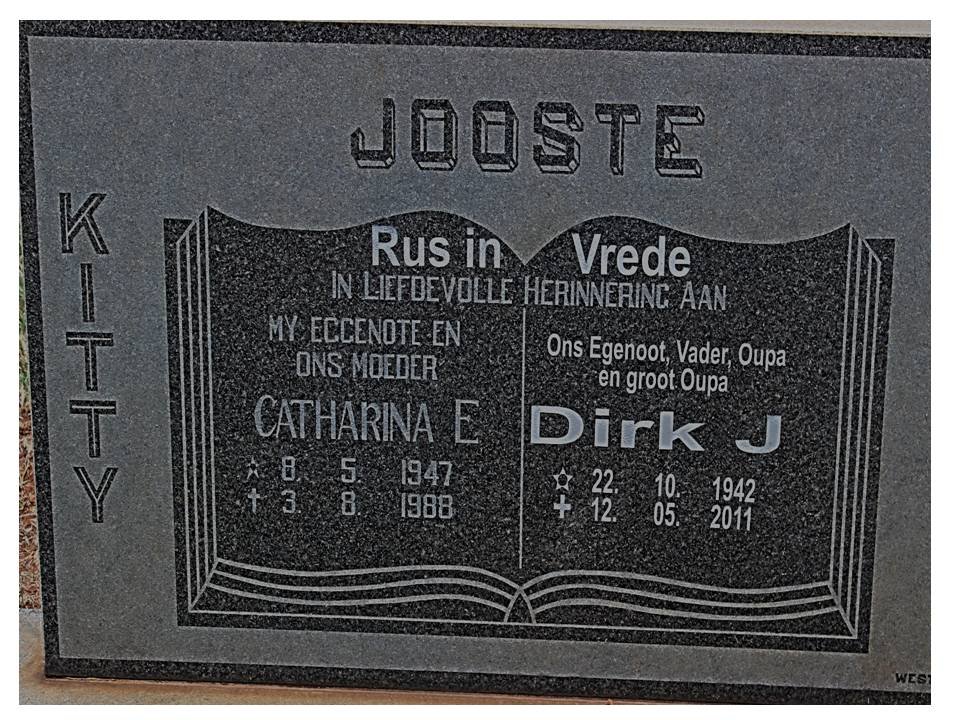 JOOSTE Dirk J. 1942-2011 &amp; Catharina E. 1947-1988