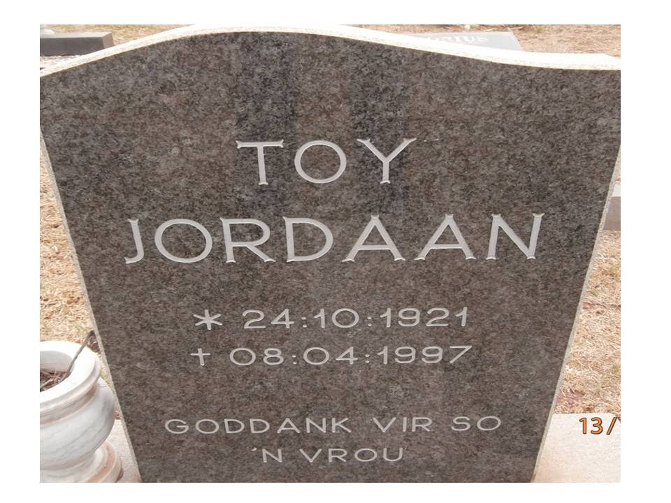 JORDAAN Toy 1921-1997