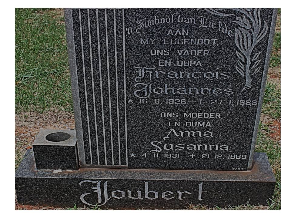 JOUBERT Francois Johannes 1926-1988 &amp; Anna Susanna 1931-1989
