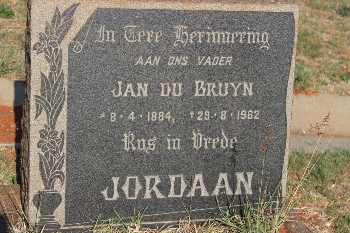JORDAAN Jan Du Bruyn 1884-1962