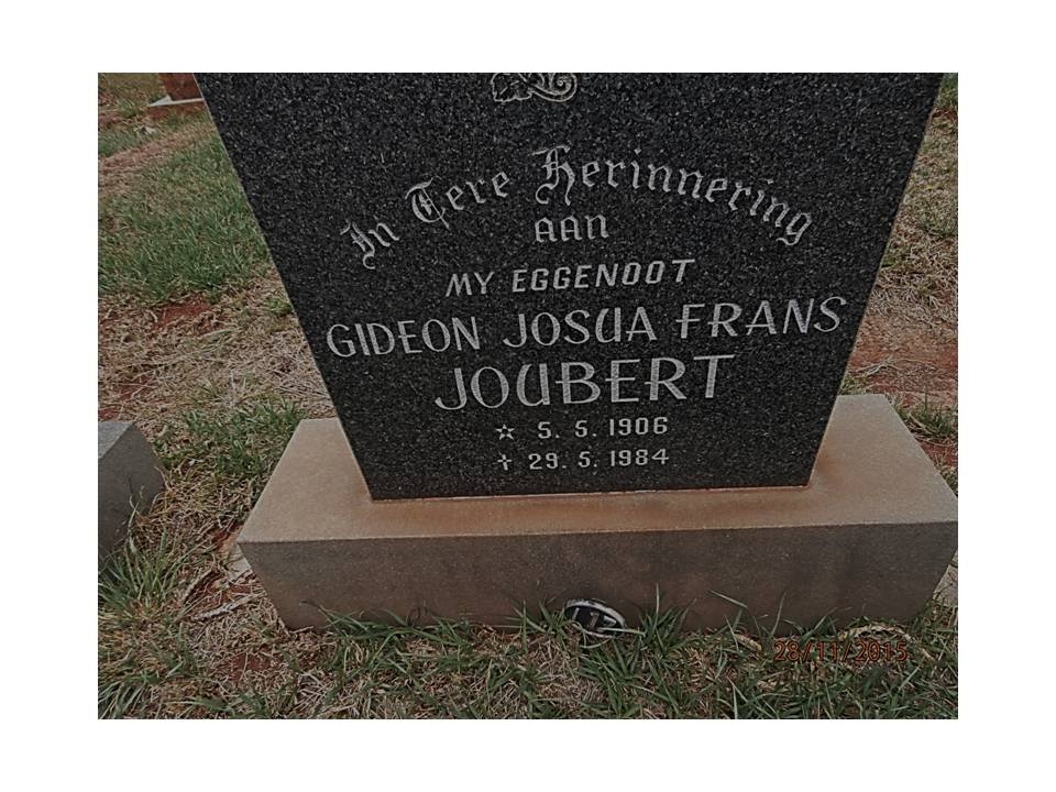 JOUBERT Gideon Josua Frans 1906-1984