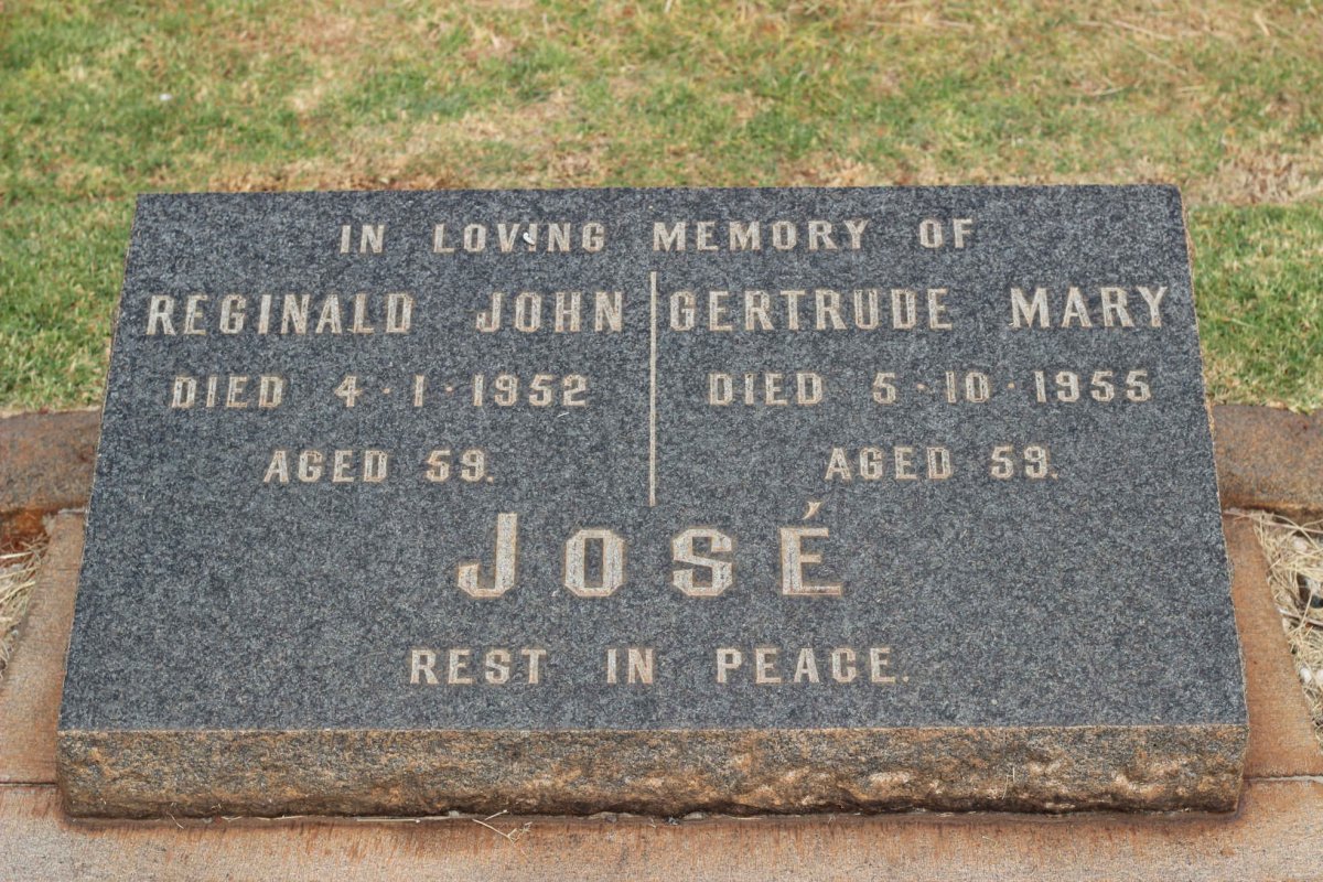 JOSÉ Reginald John -1952 &amp; Gertrude Mary -1955