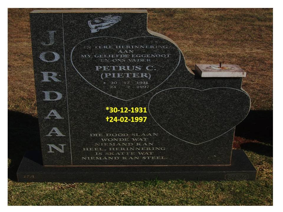 JORDAAN Petrus C. 1931-1997