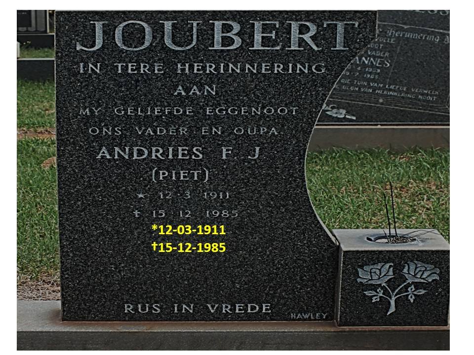 JOUBERT Andries F.J. 1911-1985
