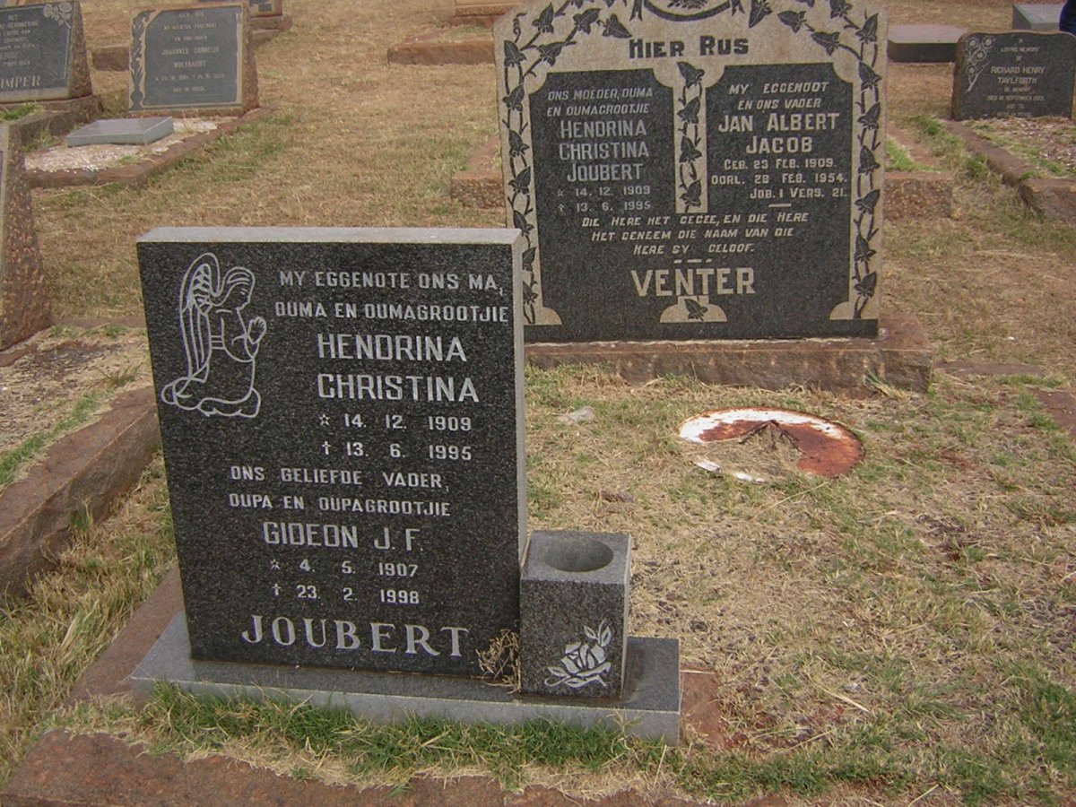 JOUBERT Gideon J.F. 1907-1998 &amp; Hendrina Christina 1909-1995