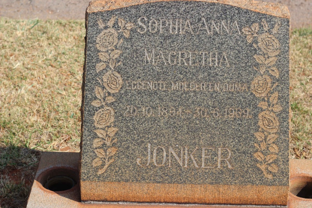 JONKER Sophia Anna Magretha 1894-1969