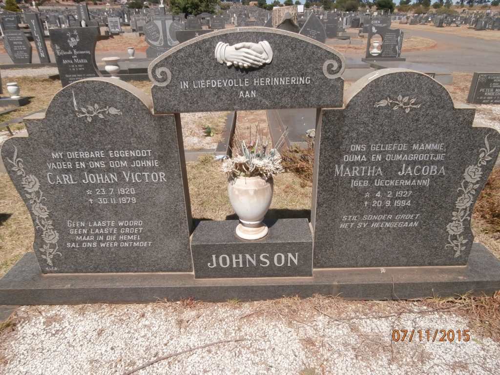 JOHNSON Carl Johan Victor 1920-1979 &amp; Martha Jacoba UECKERMANN 1927-1994