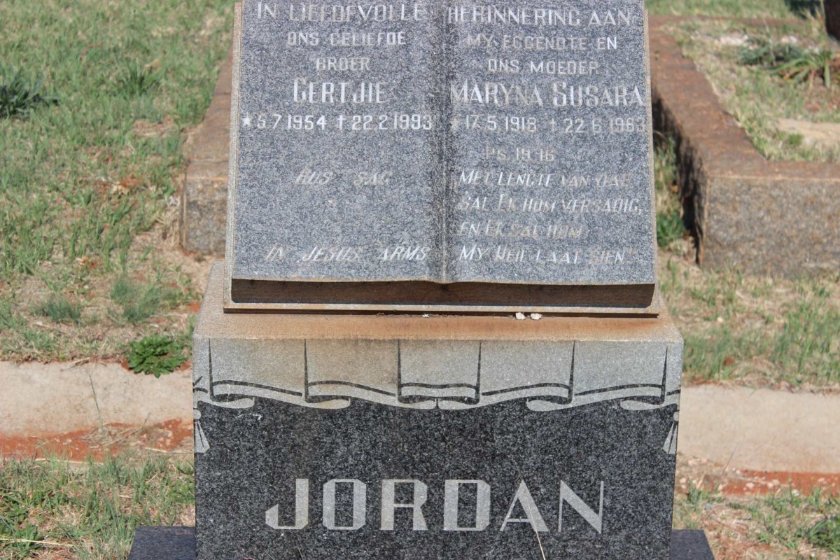 JORDAN Maryna Susara 1918-1963 :: JORDAN Gertjie 1954-1993