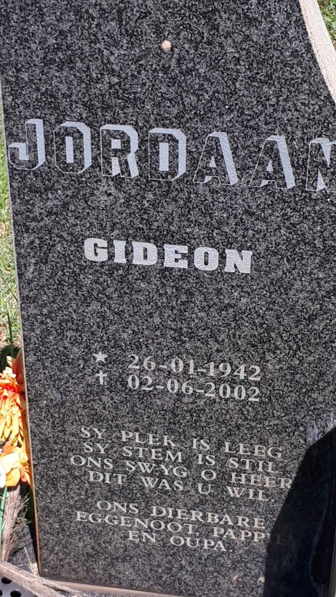 JORDAAN Gideon 1942-2002 &amp; Hantie Johanna Magrieta 1954-