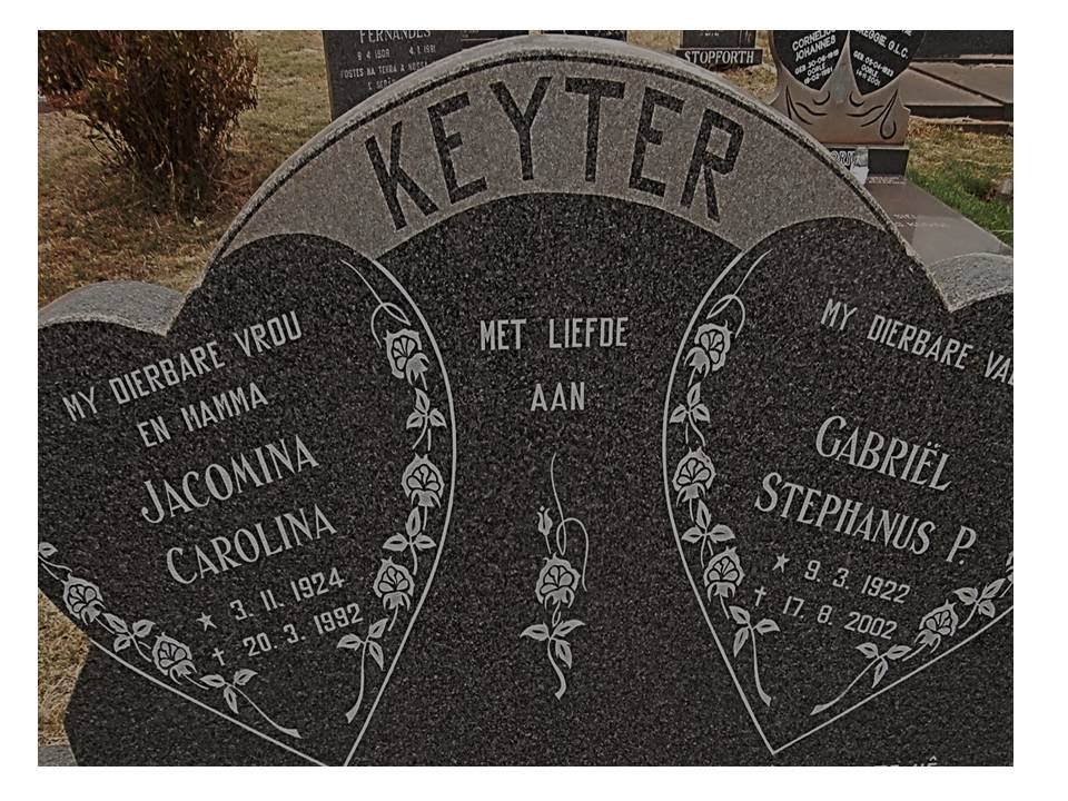 KEYTER Gabriel Stephanus P. 1922-2002 &amp; Jacomina Carolina 1924-1992
