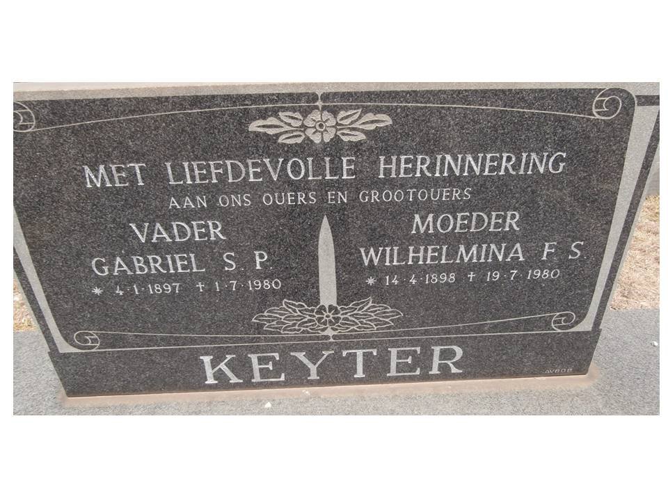 KEYTER Gabriel S.P. 1897-1980 &amp; Wilhelmina F.S. 1898-1980