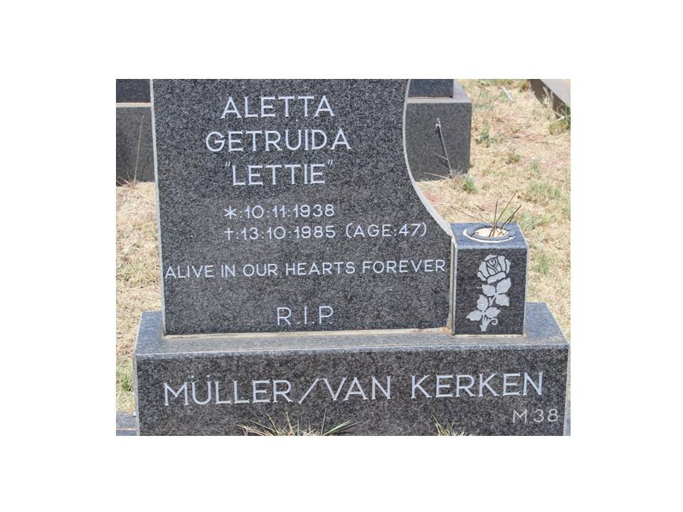 KERKEN Aletta Getruida Muller, van 1938-1985