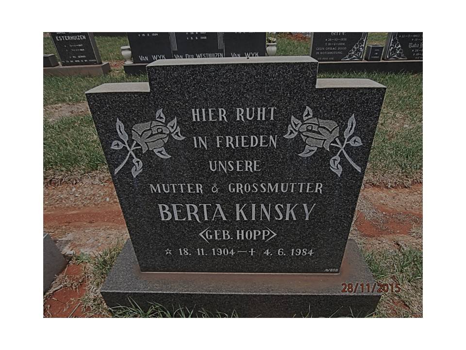 KINSKY Berta nee HOPP 1904-1984