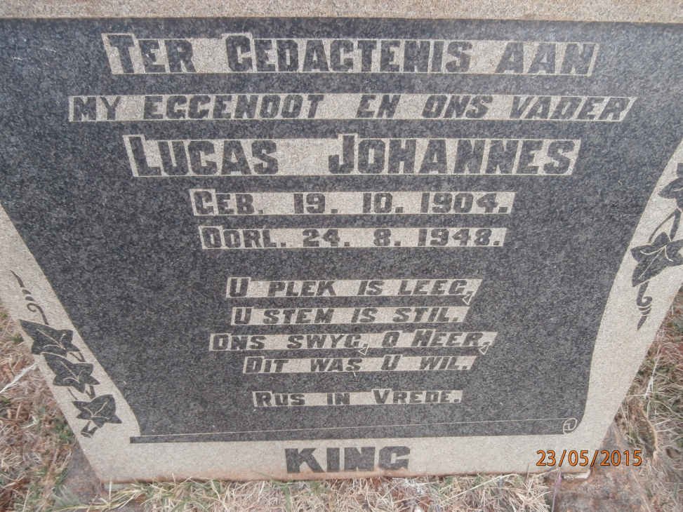 KING Lucas Johannes 1904-1948