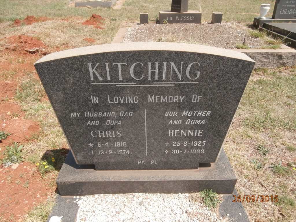 KITCHING Chris 1918-1974 &amp; Hennie 1925-1993